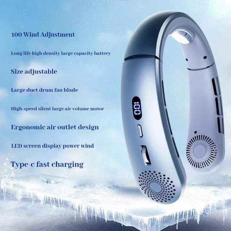 Neck Fan,Lightweight Wearable Fan, Low Noise 5 Speed Hands Free Fan, Hanging Headphone Design Sports Fan for Indoor & Outdoor