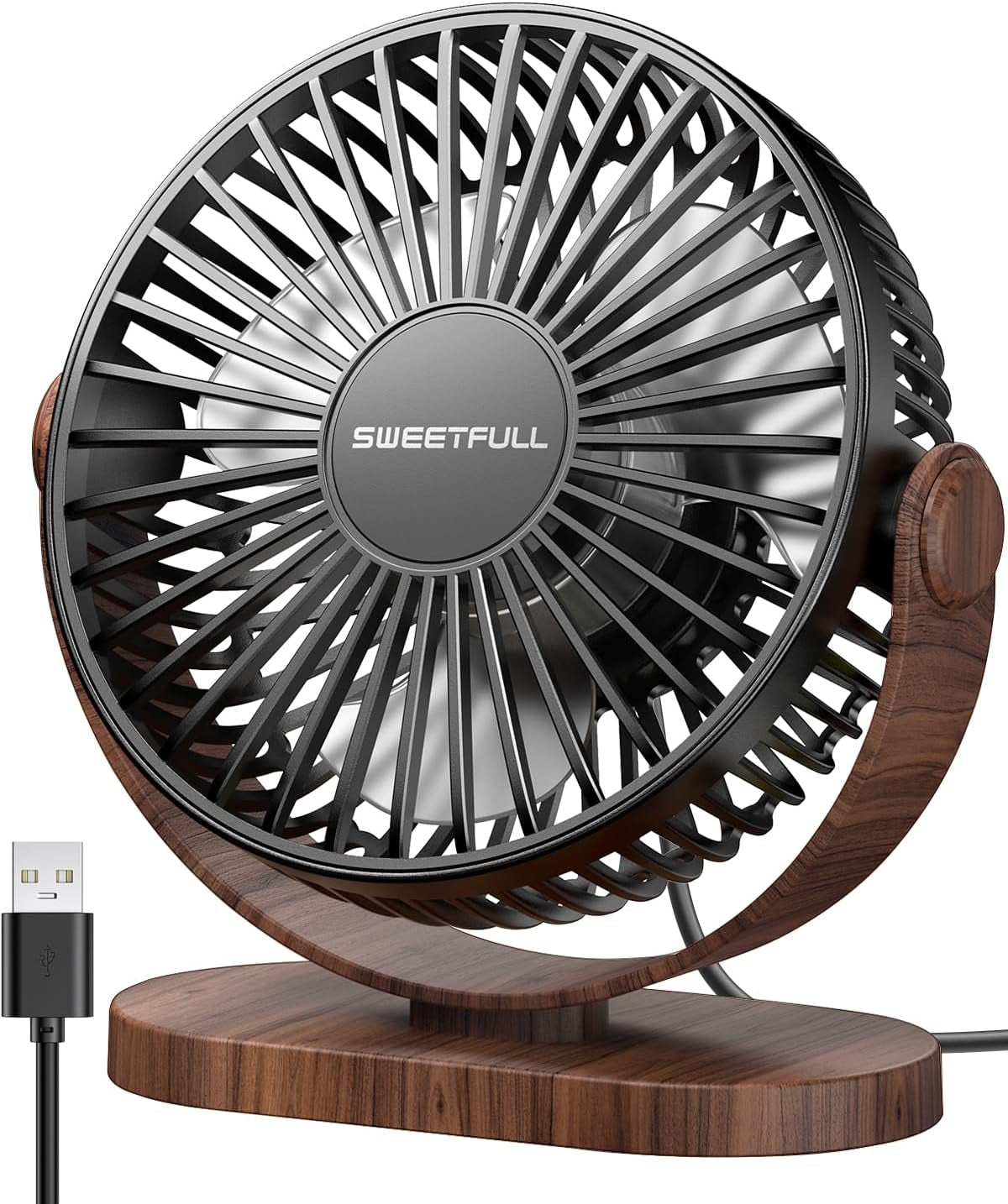 Desk Fan, Small Portable USB Table Fan, 3 Speeds, 360° Adjustable | Compact Mini Personal Desktop Fan, Quiet Operation, Removable Grille for Home, Office and Bedroom, Powered Only via USB