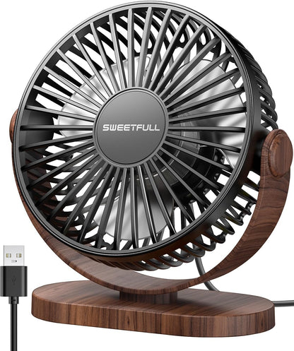 Desk Fan, Small Portable USB Table Fan, 3 Speeds, 360° Adjustable | Compact Mini Personal Desktop Fan, Quiet Operation, Removable Grille for Home, Office and Bedroom, Powered Only via USB