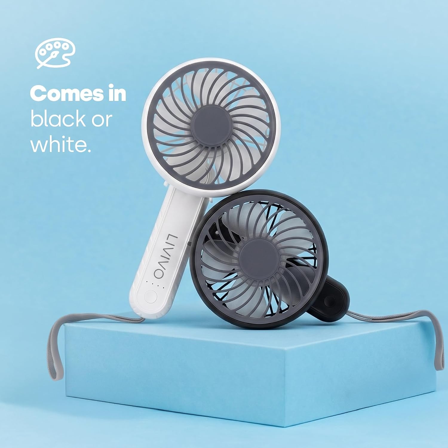 Portable Handheld Fan - USB-C Rechargeable Personal Fan with 3 Speed Settings - 1200Mah Battery Mini Hand Fan, Foldable Hanging & Desk Fan with Lanyard – Mini Fan for Travel, Home, Work - Black