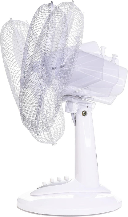 12Inch Table Fan Desk Fan with 3 Speed Oscillating Stand Fan Low Noise Strong Resistant Base