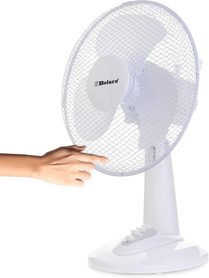 12Inch Table Fan Desk Fan with 3 Speed Oscillating Stand Fan Low Noise Strong Resistant Base