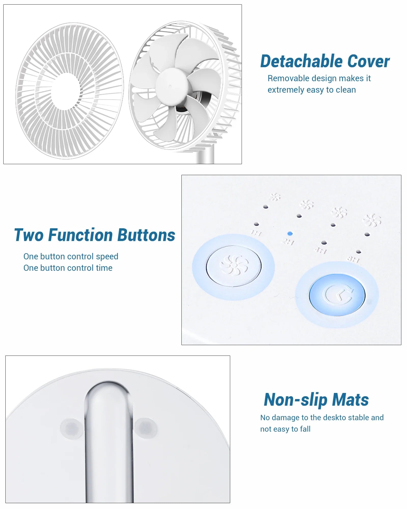 USB Foldable Fan with 4 Speeds ＆ Timing,Battery Operated Mini Fan for Bedroom, Indoor or Outdoor,Table Fan Neck Fan Phone Fan