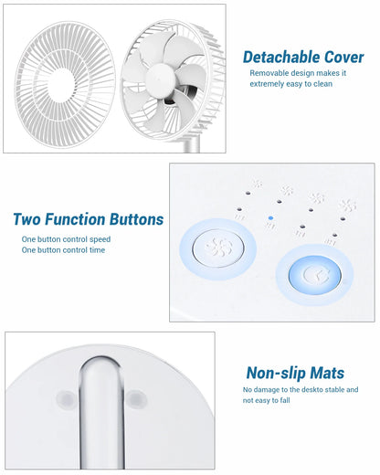 USB Foldable Fan with 4 Speeds ＆ Timing,Battery Operated Mini Fan for Bedroom, Indoor or Outdoor,Table Fan Neck Fan Phone Fan