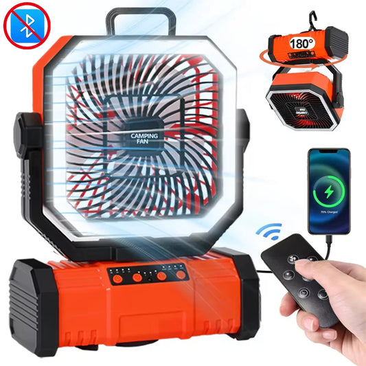 20000Mah Battery Camping Fan USB Rechargeable 4 Speeds Desk Fan Portable Outdoor Fan for Outdoor Camping Tent Fan with Hook