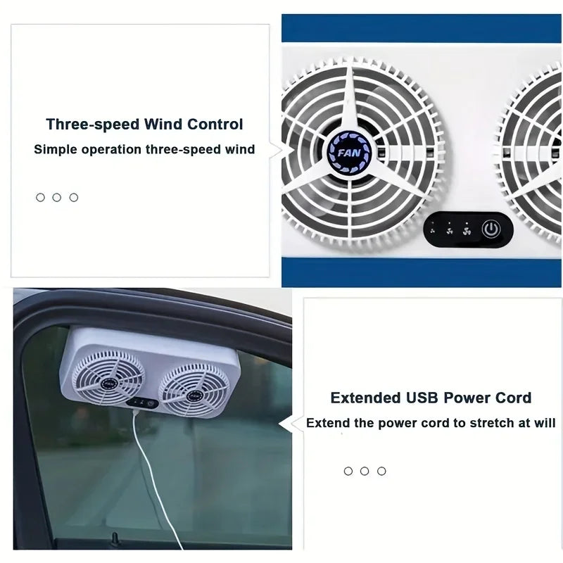 New USB Car Cooling Fan Car Exhaust Fan Window Fan Cooling Radiator Energy Saving Car Cooler Fan Ventilator Deodorization