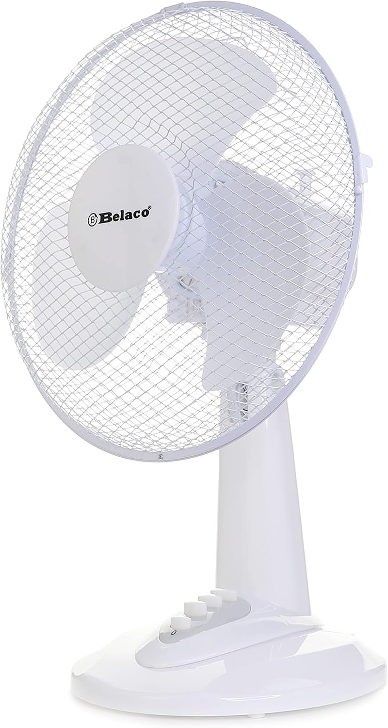12Inch Table Fan Desk Fan with 3 Speed Oscillating Stand Fan Low Noise Strong Resistant Base