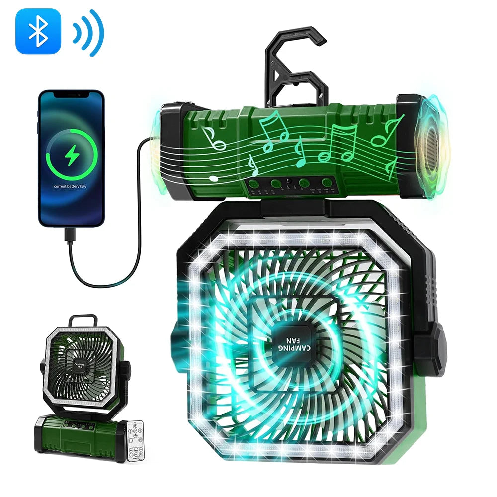 20000Mah Battery Camping Fan USB Rechargeable 4 Speeds Desk Fan Portable Outdoor Fan for Outdoor Camping Tent Fan with Hook