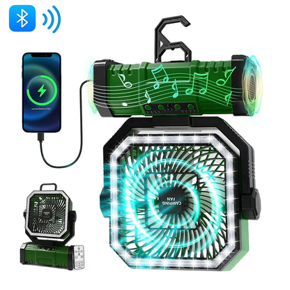 20000Mah Battery Camping Fan USB Rechargeable 4 Speeds Desk Fan Portable Outdoor Fan for Outdoor Camping Tent Fan with Hook