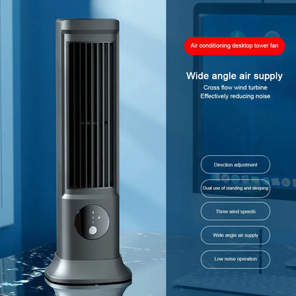 Vertical Horizontal Electric Fan USB Rechargeable 3 Speeds Household Air Conditioning Fan Desktop Cooling Fan Portable Tower Fan