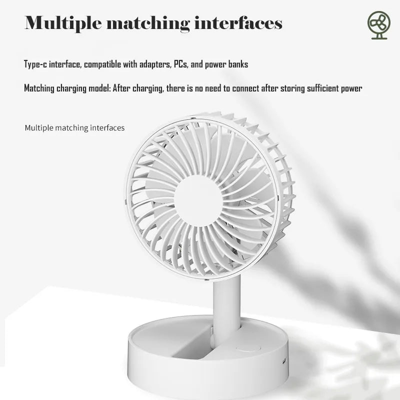 Mini Portable Folding Rechargeable Table Fan,Foldaway Fan with Battery Operated USB Desk Fan