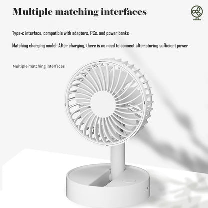 Mini Portable Folding Rechargeable Table Fan,Foldaway Fan with Battery Operated USB Desk Fan
