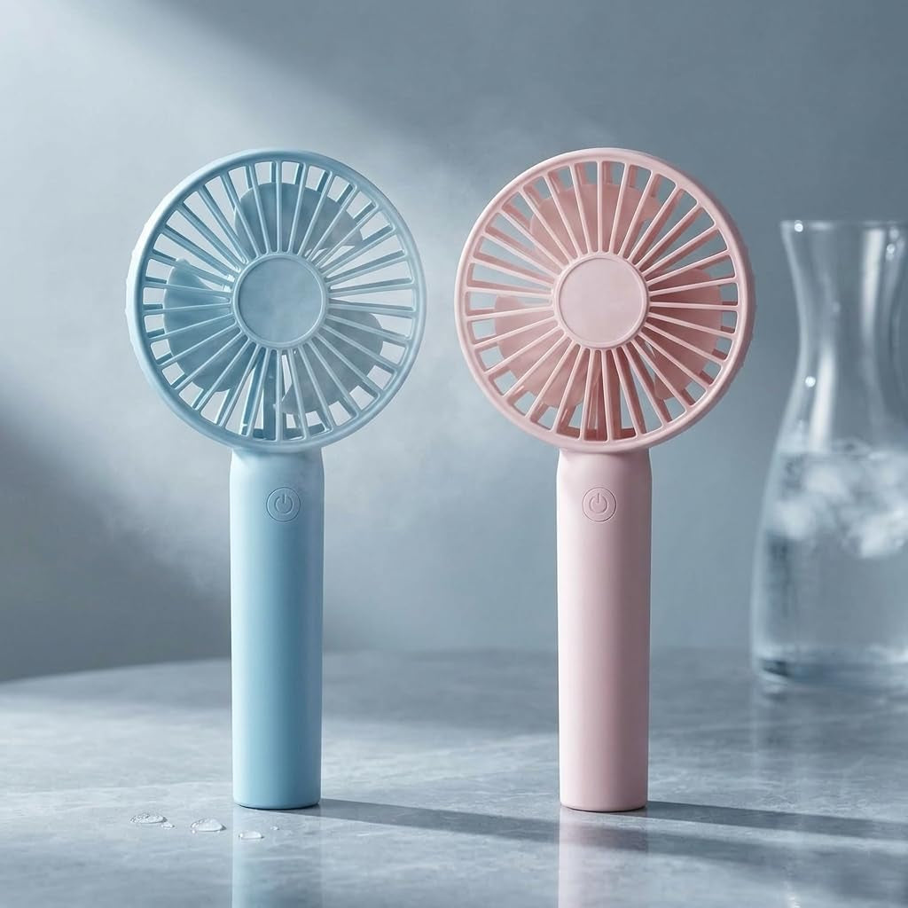 Portable Handheld Fan, USB Rechargeable Mini Fan, Ultra Quiet Hand Fan, Small Kids Fan, Lash Fan Face Fan for Makeup Hot Flashes, Summer Essentials(2, Pink)