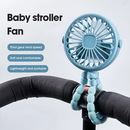 Portable USB Desktop Folding Fan,Outdoor Baby Stroller Handheld Fan, Summer Mute Small Multifunctional Octopus Mini Fan