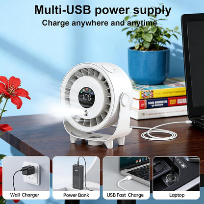 Portable Misting Fan,Mini Air Conditioner Rechargeable Water Cooling Mist Fan Mini Portable Fan,Usb Desk Fan Table Quiet 3 Speed Standing Fan Desktop Circulating Fan for Bedroom Home,White