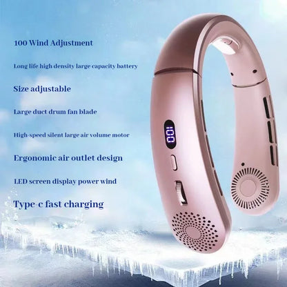 Neck Fan,Lightweight Wearable Fan, Low Noise 5 Speed Hands Free Fan, Hanging Headphone Design Sports Fan for Indoor & Outdoor