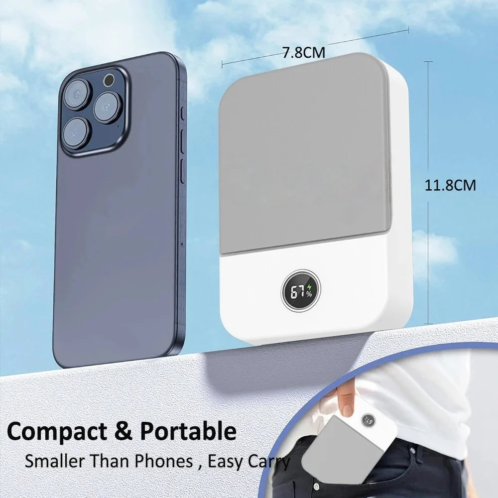Portable Waist Fan Hanging Neck Fan Mini USB Rechargeable Portable Waist Clip Fan for Outdoor Sports Working Travel Small Fan