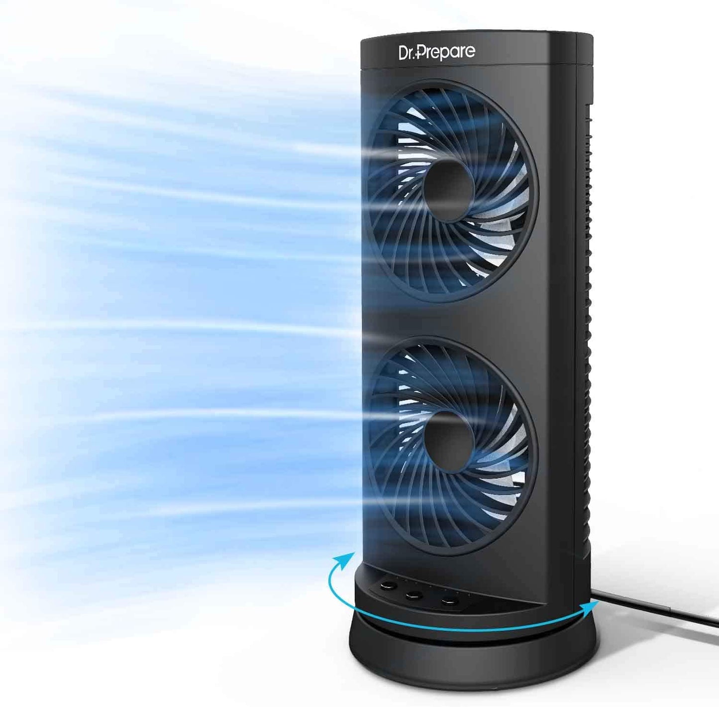 Dr. Prepare Desk Fan Tower Cooling Fan, Portable Oscillating 3-Speed, Dual Air Circulation, 110° Oscillation, 3 Timers, Personal Table Fan for Bedroom Desktop Home Room Office, UK 3-Pin Plug