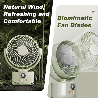 Desk Fan Portable Rechargeable with USB Small Fans for Bedroom,Oscillating Cooling Slient Table Fan Long Time Work,Personal Quiet Oscillating Super Power Turbo Fan (Green)