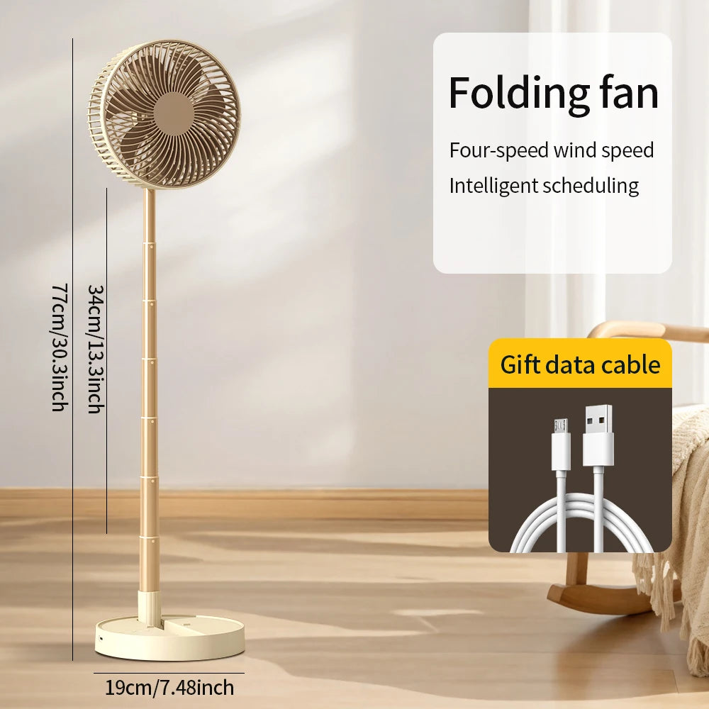 USB Foldable Portable Fan with 8Inch 4 Speeds ＆ Timing, Battery Operated Mini Floor Fan for Bedroom, Indoor or Outdoor,Table Fan