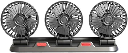 Car Fan 360° Adjustable 3 Head Air Fan Automotive Electric Fan Multi-Function USB/12V/24V Fan 2 Speeds Car Silent Fan for Home