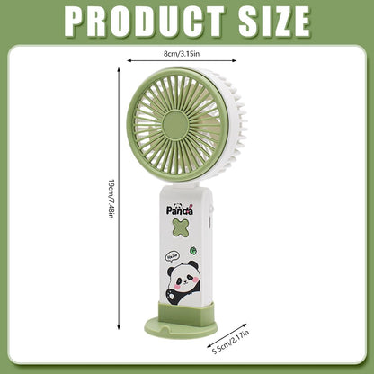 Handheld Fan Cartoon,Hand Held Folding Mini Fan USB Rechargeable Personal Cooling Fan with Base, 3 Speeds Adjustable Small Fan for Summer, Outdoor, Travel, Office, Kids, Ideal Summer Gift