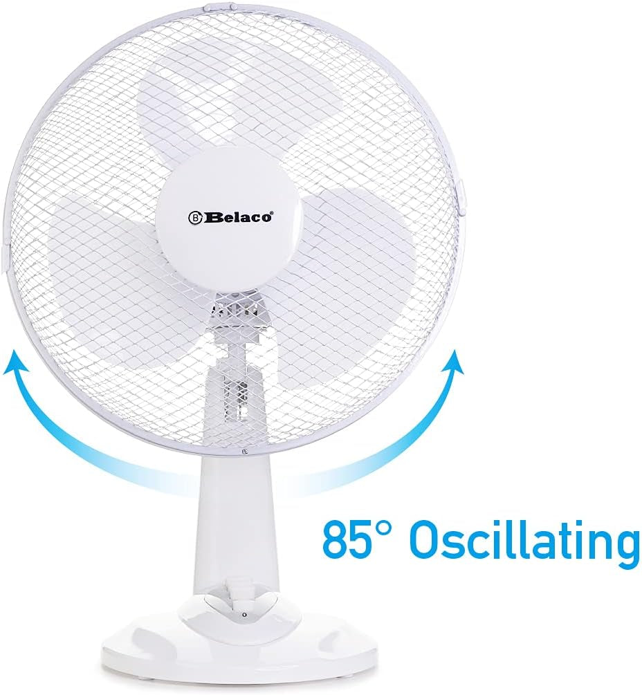 12Inch Table Fan Desk Fan with 3 Speed Oscillating Stand Fan Low Noise Strong Resistant Base