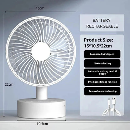 Youpin Fan Small White Desktop Timer Mute with Four-Speed Adjustable Portable Fan Recharging Models Detachable Desk Fan