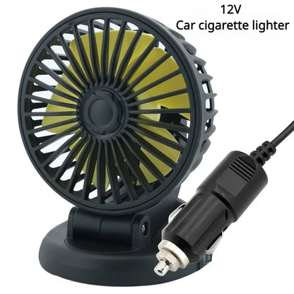 Car Fan 360° Adjustable 3 Head Air Fan Automotive Electric Fan Multi-Function USB/12V/24V Fan 2 Speeds Car Silent Fan for Home