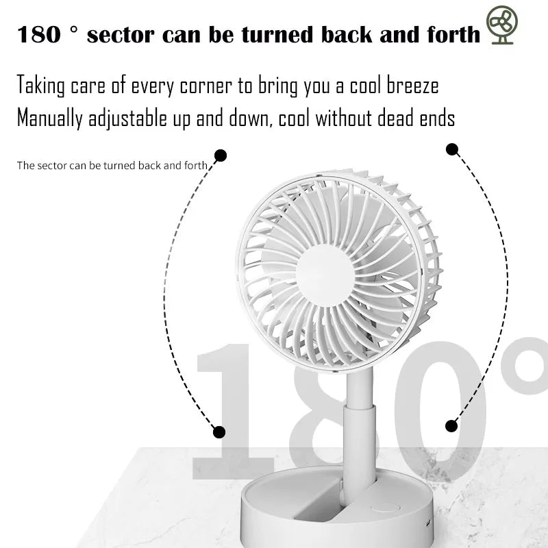Mini Portable Folding Rechargeable Table Fan,Foldaway Fan with Battery Operated USB Desk Fan