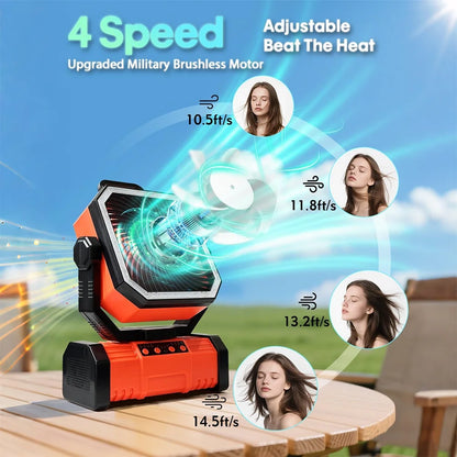 20000Mah Battery Camping Fan USB Rechargeable 4 Speeds Desk Fan Portable Outdoor Fan for Outdoor Camping Tent Fan with Hook