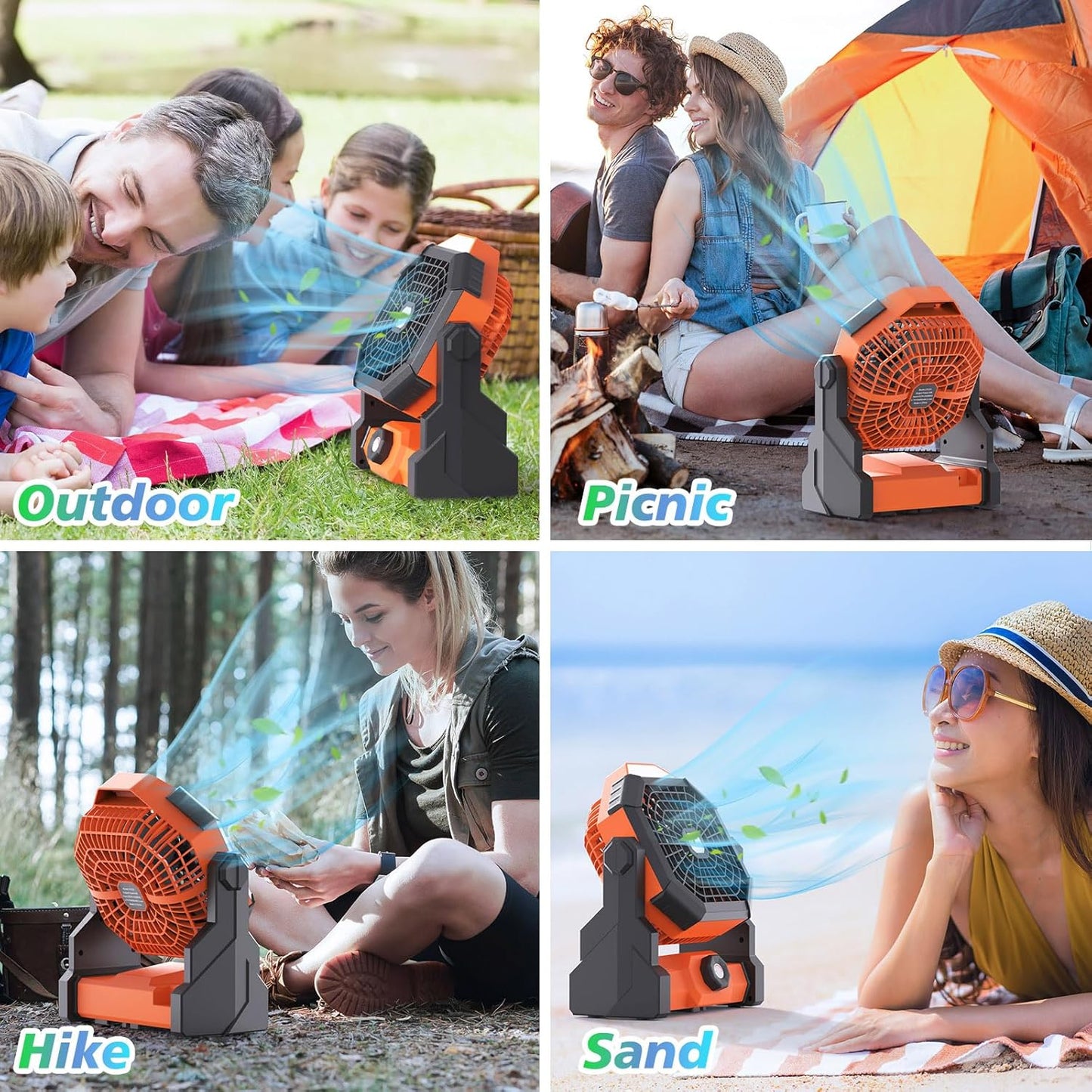 Camping Fan Rechargeable, 10400Mah Portable Fan with LED Lantern, USB Battery Operated Tent Fan for Camping with Hook, 270° Rotation Personal Fan for Outdoor Picnic BBQ Travel