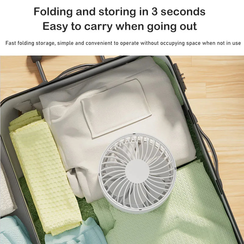 Mini Portable Folding Rechargeable Table Fan,Foldaway Fan with Battery Operated USB Desk Fan