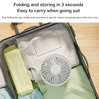 Mini Portable Folding Rechargeable Table Fan,Foldaway Fan with Battery Operated USB Desk Fan