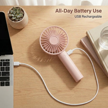 Portable Handheld Fan, USB Rechargeable Mini Fan, Ultra Quiet Hand Fan, Small Kids Fan, Lash Fan Face Fan for Makeup Hot Flashes, Summer Essentials(2, Pink)