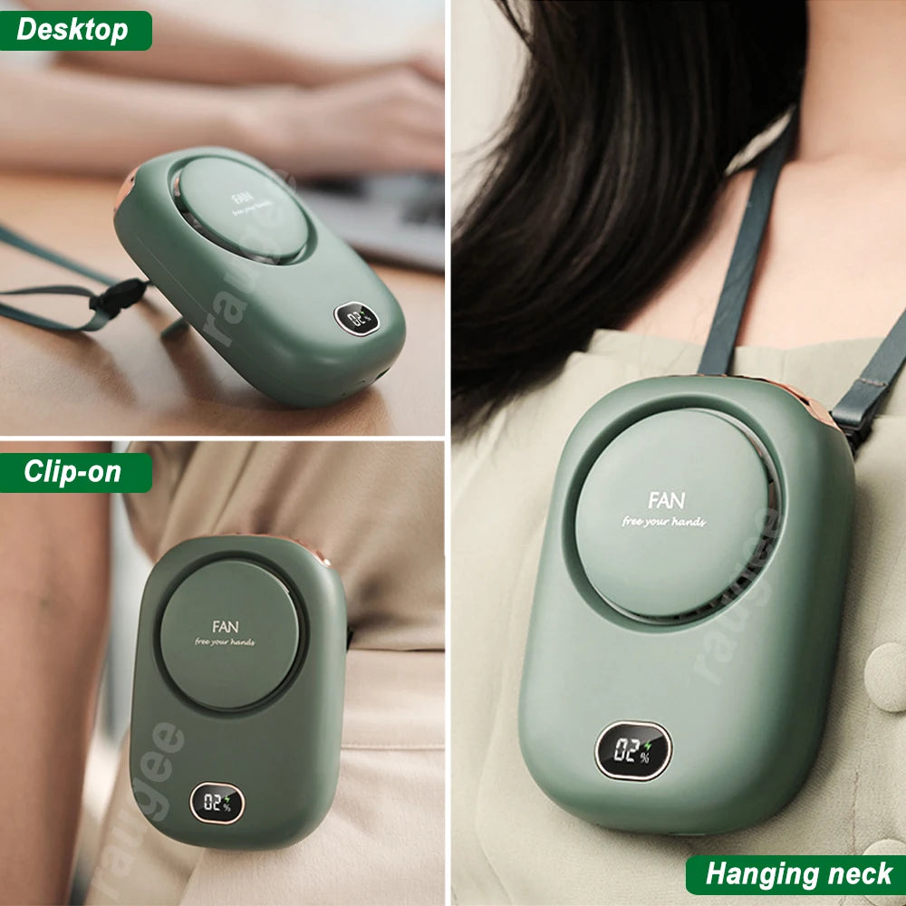 Portable Mini Fan Waist Clip Fan Rechargeable Hanging Neck Fan Outdoor Camping Waist Fan USB Small Cooling Pocket Fan for Travel