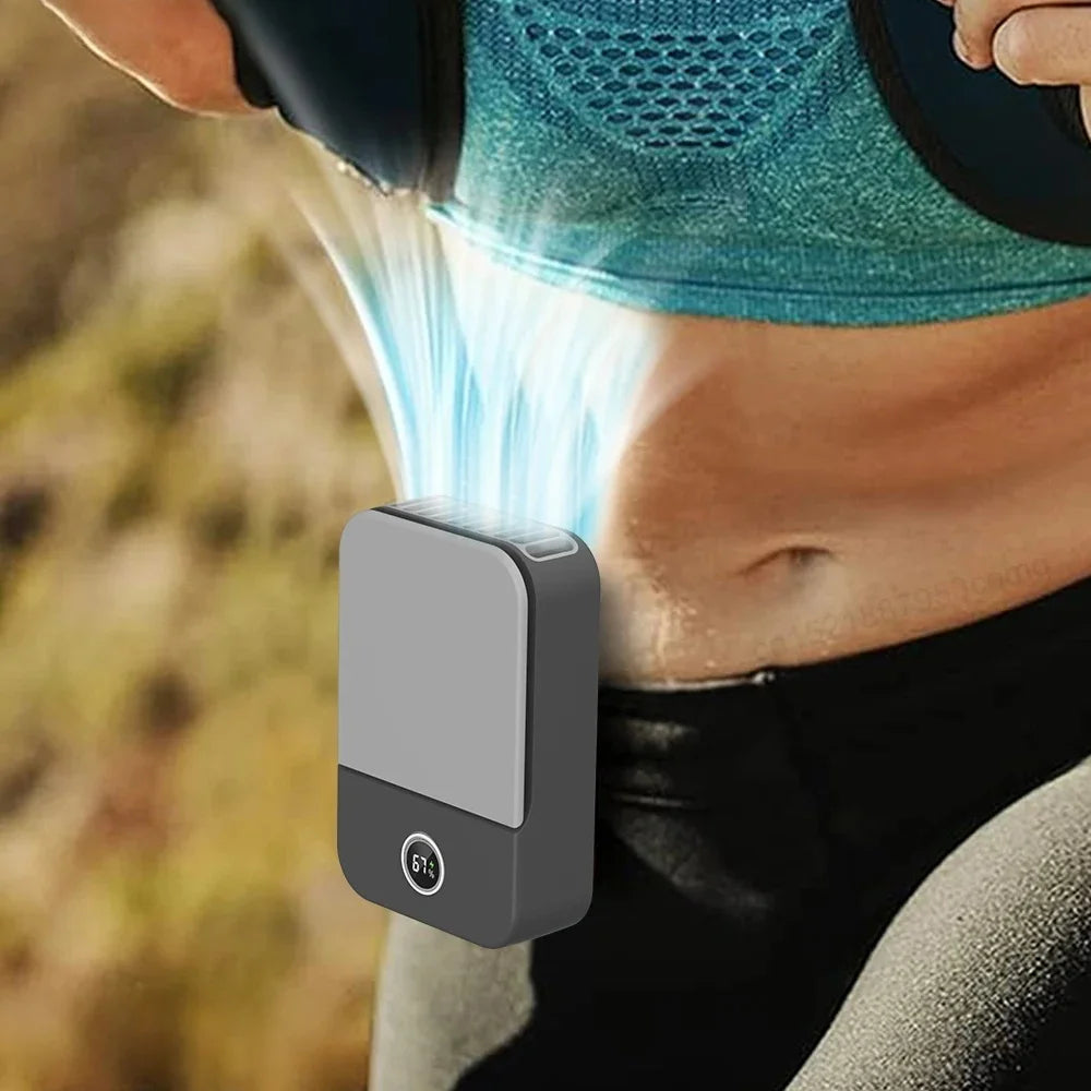 Portable Waist Fan Hanging Neck Fan Mini USB Rechargeable Portable Waist Clip Fan for Outdoor Sports Working Travel Small Fan