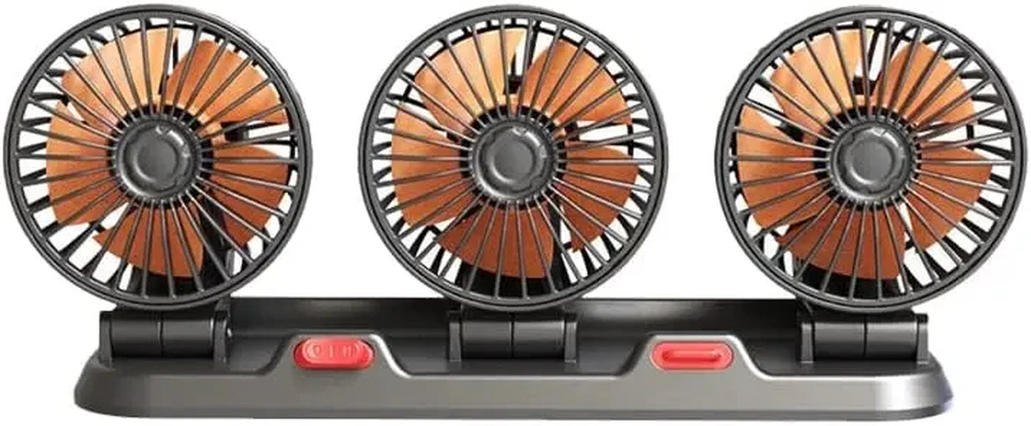 Car Fan 360° Adjustable 3 Head Air Fan Automotive Electric Fan Multi-Function USB/12V/24V Fan 2 Speeds Car Silent Fan for Home