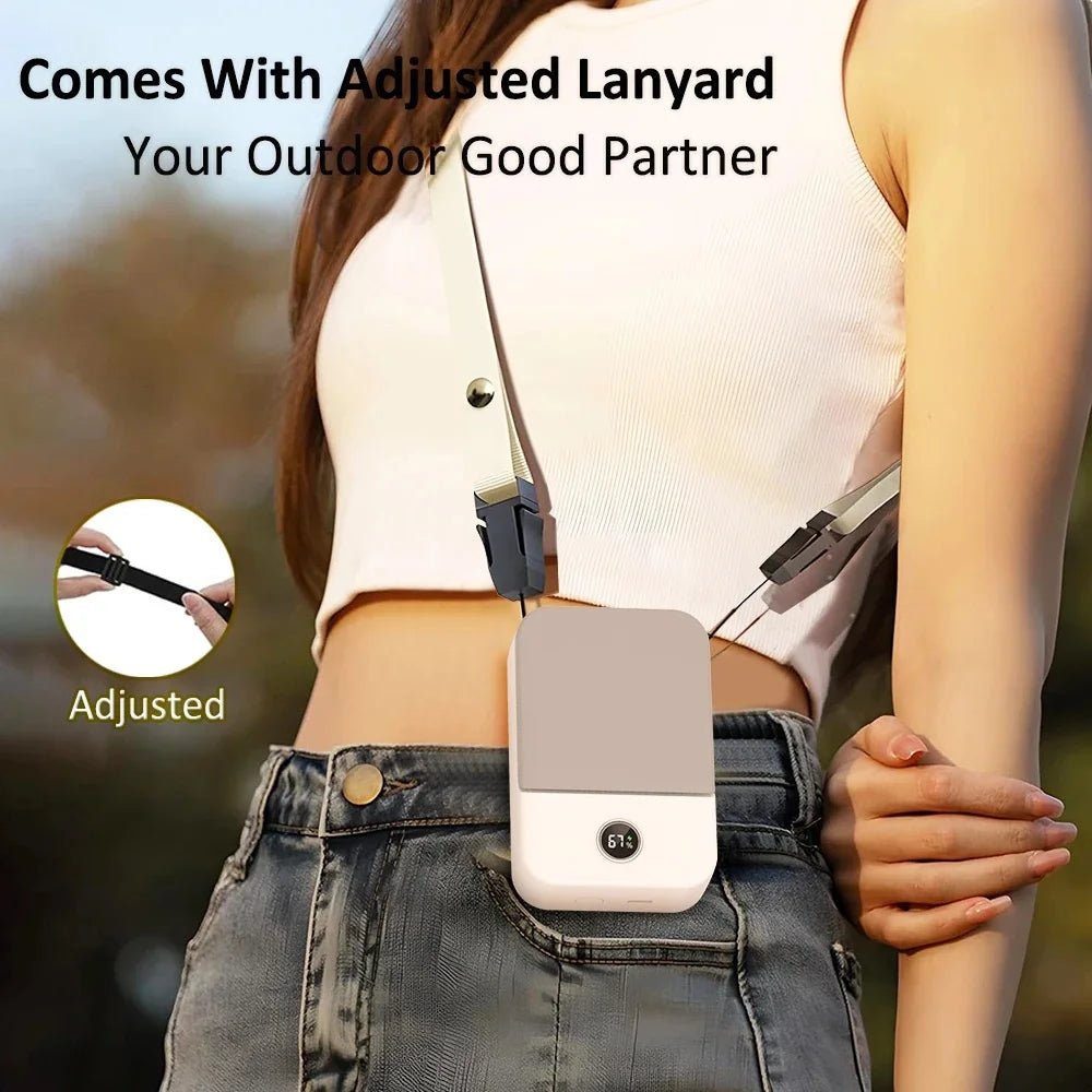 Portable Waist Fan Hanging Neck Fan Mini USB Rechargeable Portable Waist Clip Fan for Outdoor Sports Working Travel Small Fan