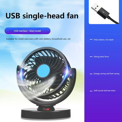 Car Fan 360° Adjustable 2 Head Air Fan Automotive Electric Fan USB/12V/24V 2 Speeds Car Silent Fan for Home Desk