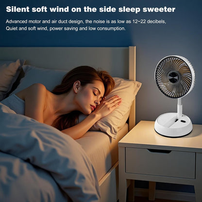 Portable Oscillating Pedestal Fan, 8 Inch Foldable Standing Fan,10000Mah Rechargeable Battery USB Table Fan, Height Adjustable, 4 Speeds, Quiet, with Remote Control, Home Office Travel