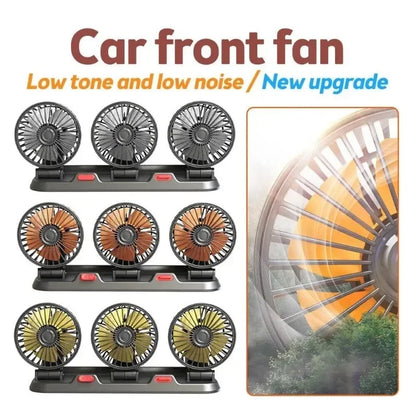 Car Fan 360° Adjustable 3 Head Air Fan Automotive Electric Fan Multi-Function USB/12V/24V Fan 2 Speeds Car Silent Fan for Home