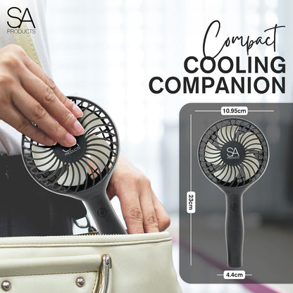 Handheld Fan, Hand Fan, Hand Held Fan with 3 Speeds | 3000 Mah USB Fan Rechargeable Fan Portable Fan Battery Fan Mini Fan with Stand | Desk Fan Fan Handheld Handheld Fan Rechargeable Black