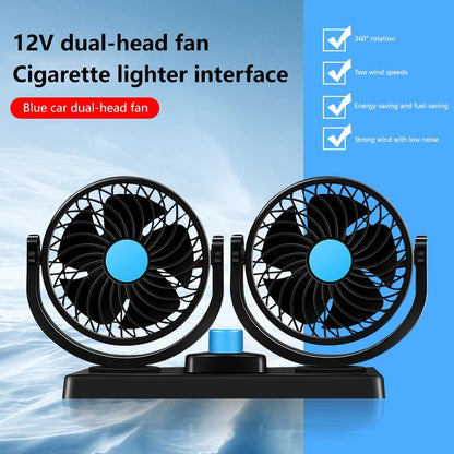 Car Fan 360° Adjustable 2 Head Air Fan Automotive Electric Fan USB/12V/24V 2 Speeds Car Silent Fan for Home Desk