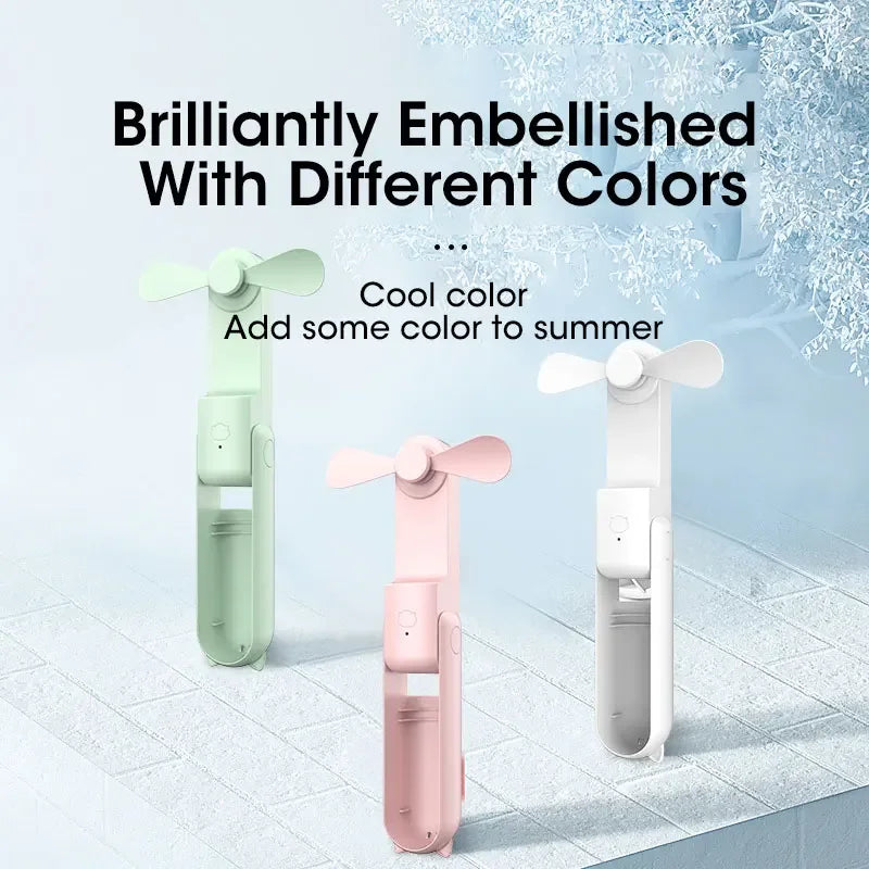 2000Mah Mini Portable Fan USB Rechargeable Cooler Collapsible Handheld Desktop Fan Quiet Foldable Office Home Handy Power Bank