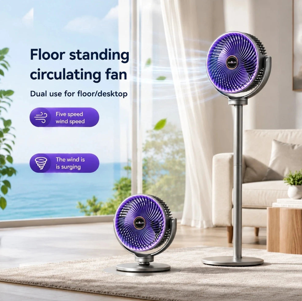 Silent Standing Fan for Bedroom, Pedestal Fan, Oscillating 5 Speeds
