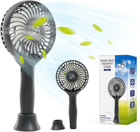 Handheld Fan, Hand Fan, Hand Held Fan with 3 Speeds | 3000 Mah USB Fan Rechargeable Fan Portable Fan Battery Fan Mini Fan with Stand | Desk Fan Fan Handheld Handheld Fan Rechargeable Black