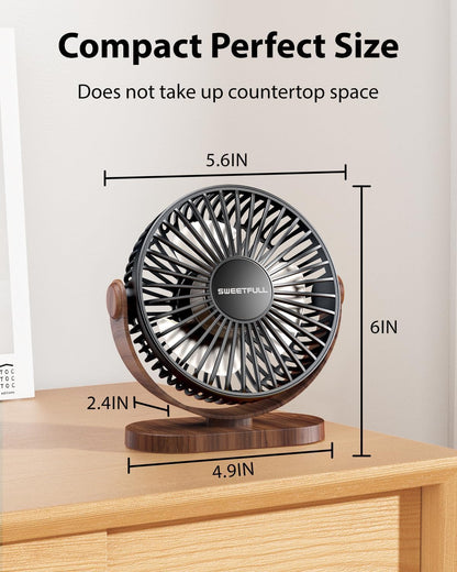 Desk Fan, Small Portable USB Table Fan, 3 Speeds, 360° Adjustable | Compact Mini Personal Desktop Fan, Quiet Operation, Removable Grille for Home, Office and Bedroom, Powered Only via USB