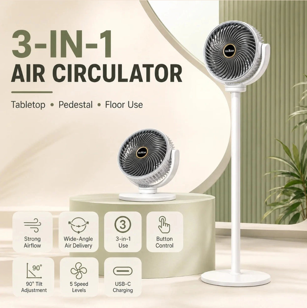Silent Standing Fan for Bedroom, Pedestal Fan, Oscillating 5 Speeds
