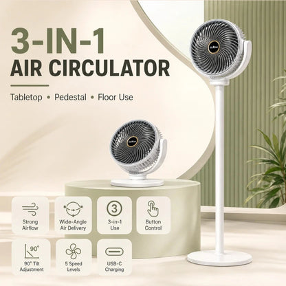 Silent Standing Fan for Bedroom, Pedestal Fan, Oscillating 5 Speeds